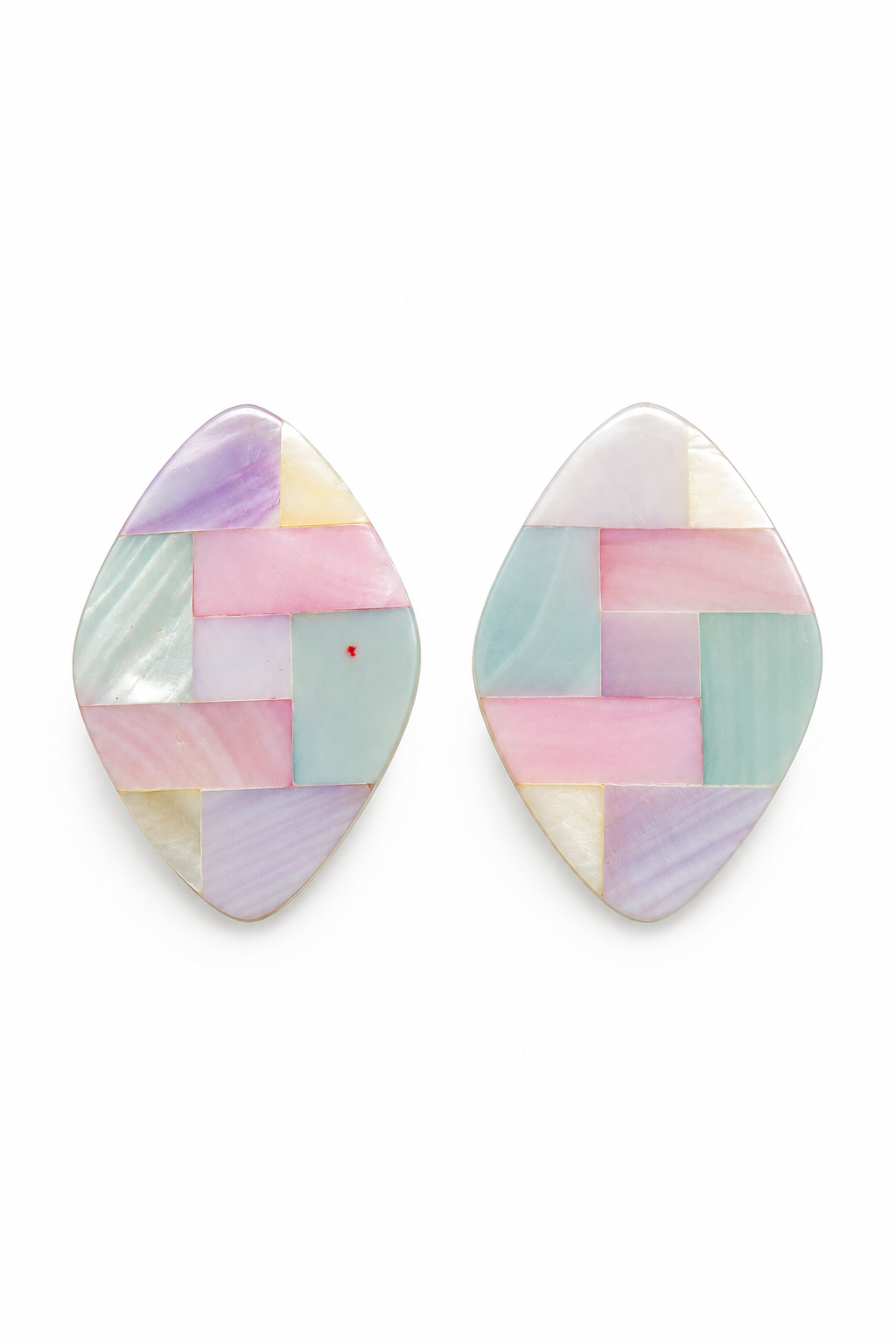 Vintage 1992 Avon Mother of Pearl Mosaic Geometric Inlay Stud Earrings