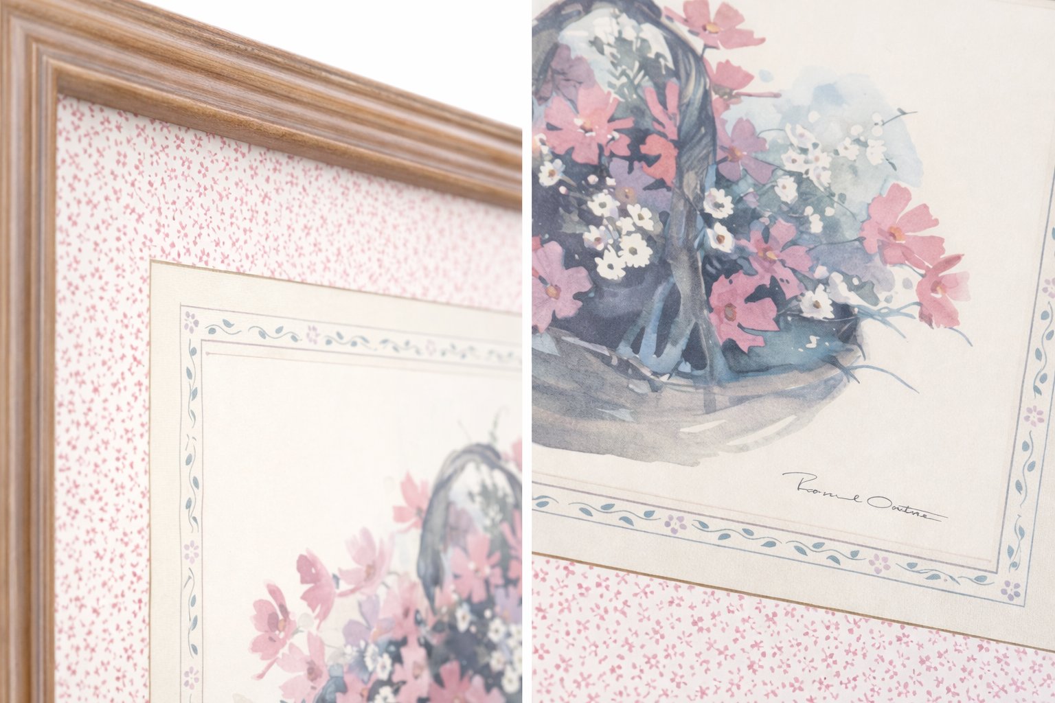 Vintage JCPenney Floral Basket Wall Art | Cottagecore Framed Print