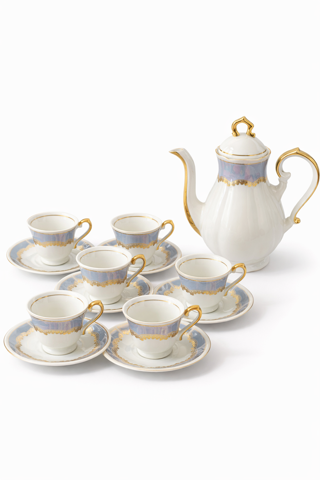 Vintage 1950s Fabrika Porculana Zaječar Coffee Set | 13 Piece Porcelain Set, Yugoslavia