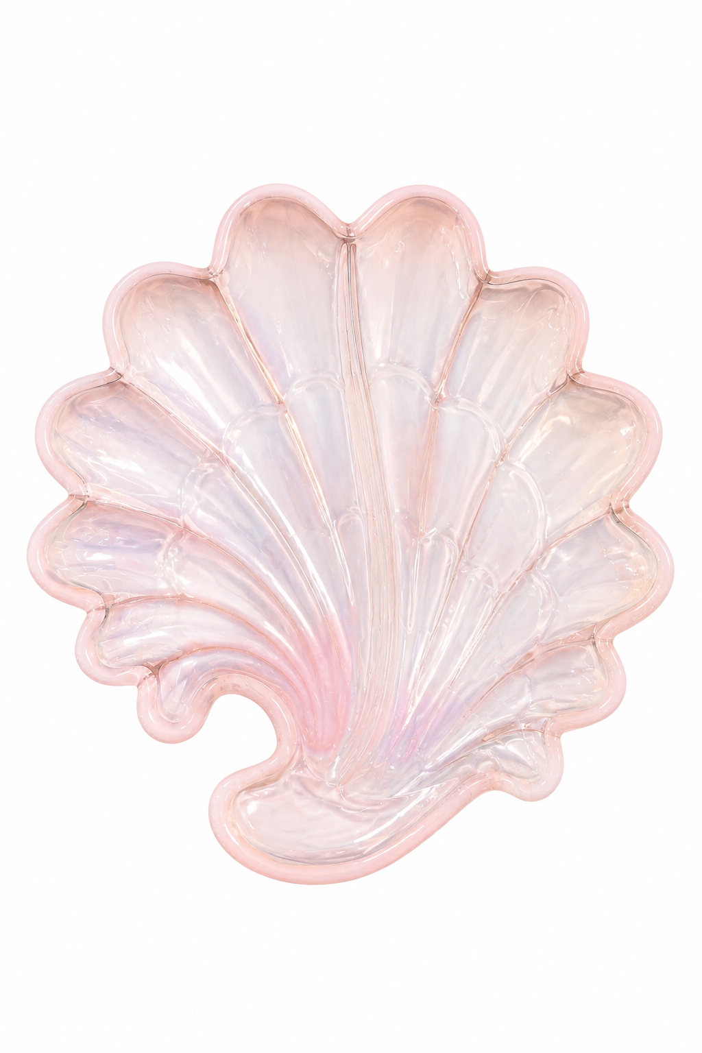 Rare 1930s Duncan & Miller Pink Opalescent Seashell Dish | Vintage USA Glass Jewelry Tray