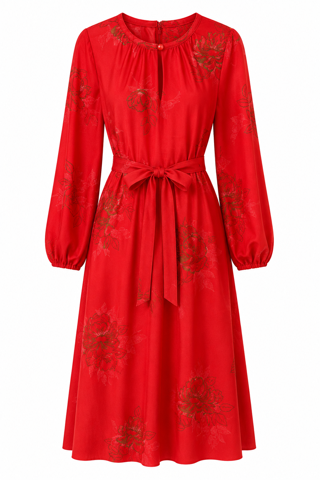 Vintage 1970s Marty Petite Sheer Floral Dress with Matching Belt | Lightweight Long Sleeve Dress | Size S/M