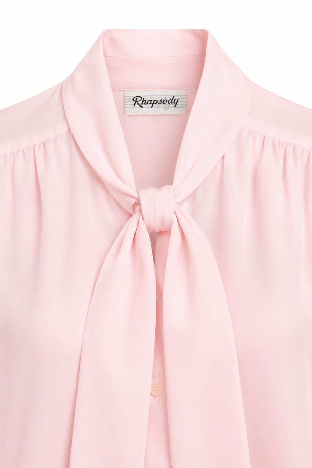 Vintage Rhapsody Light Pink Pussy Bow Blouse | Made in USA – Small/Medium