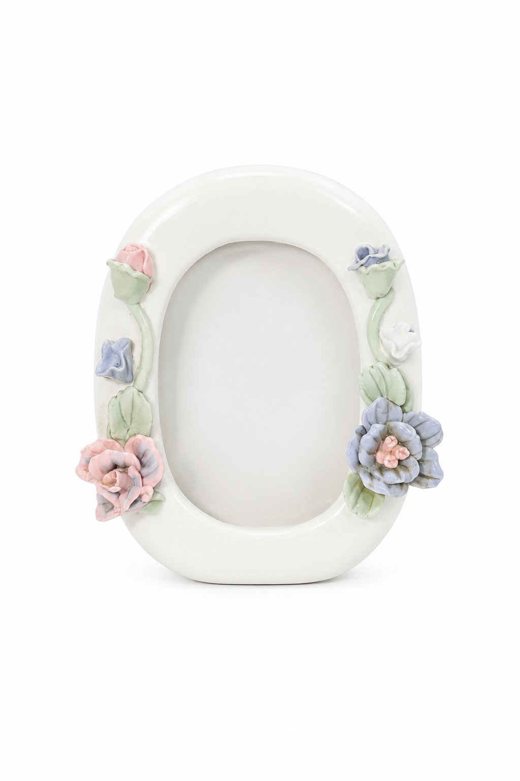 Vintage Pastel Floral Porcelain Picture Frame | Cottagecore Photo Frame | Romantic Rose Décor