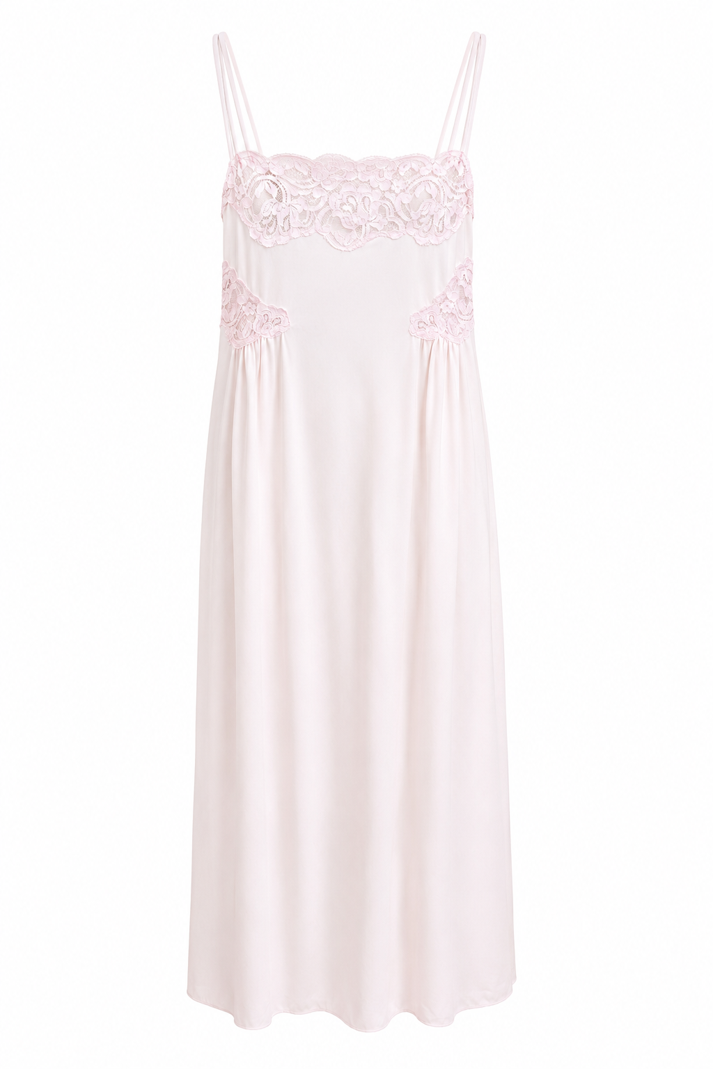 Vintage 1970s Vanity Fair Pink Lace Full Slip Maxi Nightgown – Princess Style Lingerie Dress | Size Medium