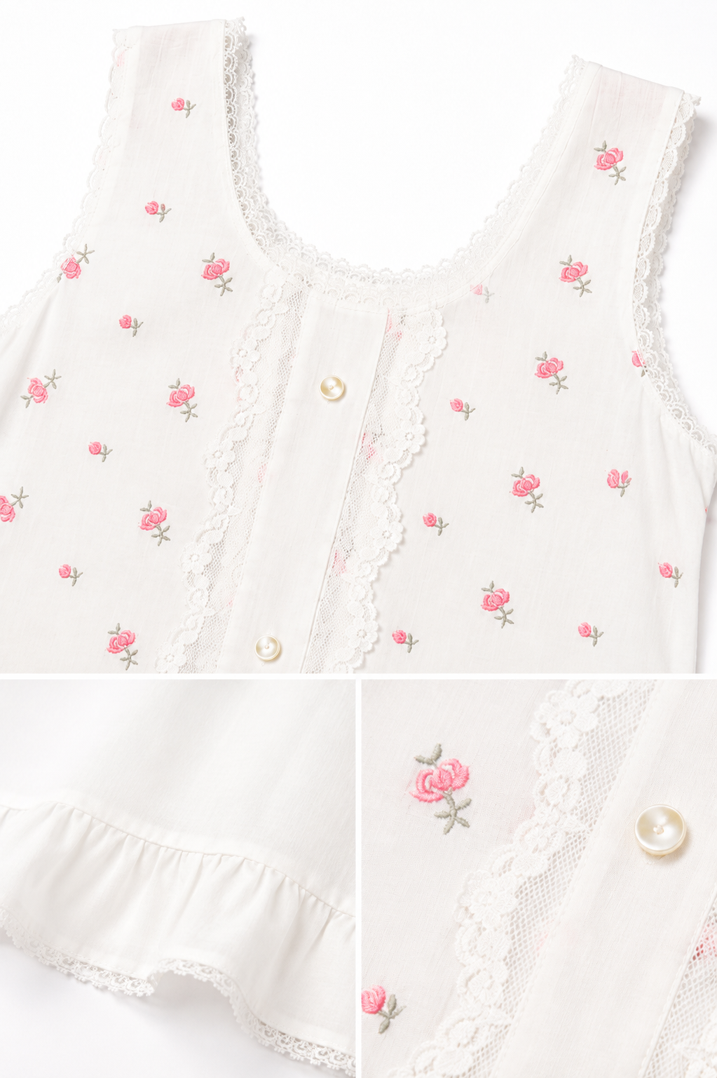 Vintage 1960s–70s Girls Pink Rosebud Lace Slip Dress | Size 12 – ILGWU Union Made USA