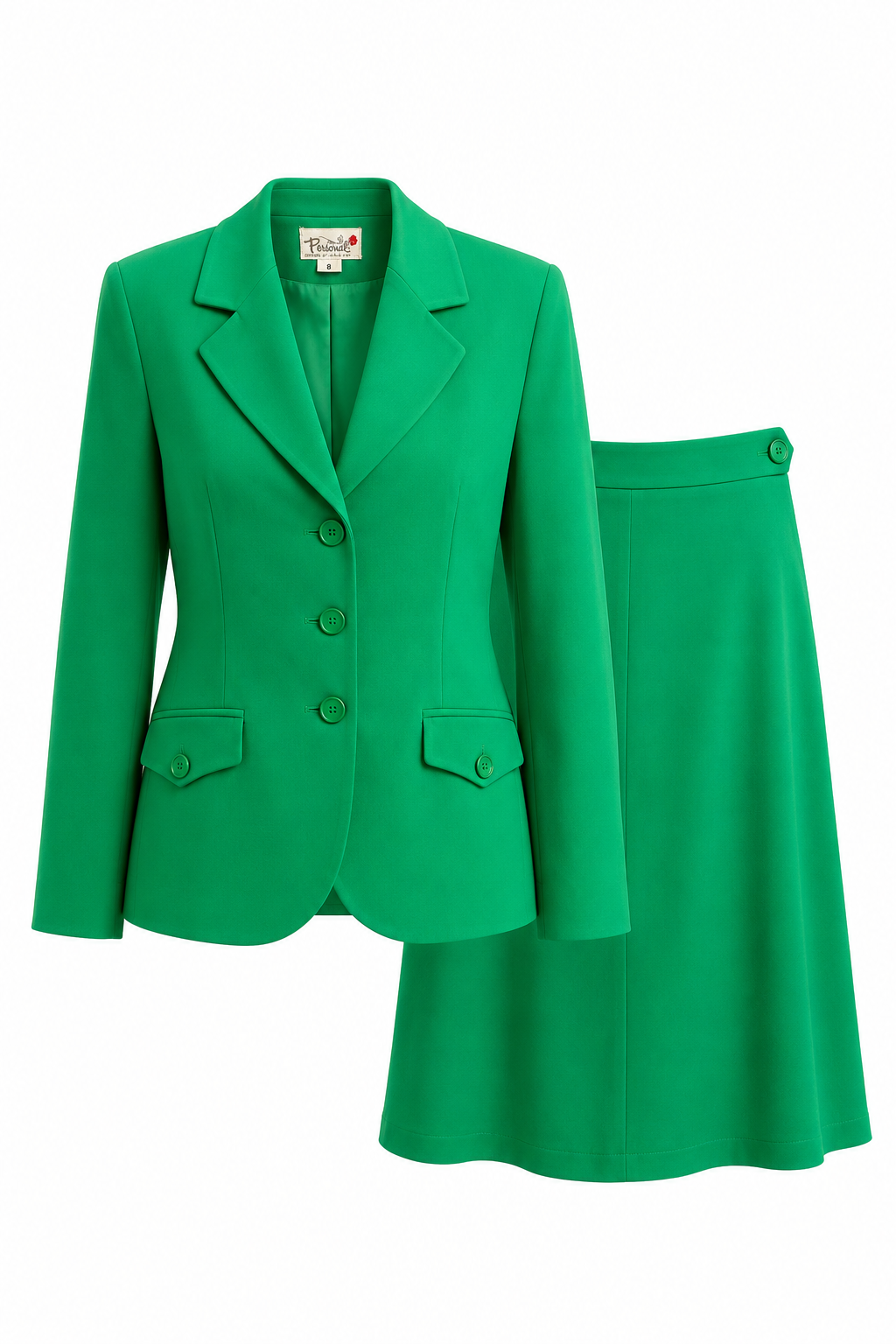 Vintage Periwinkle by Leslie Fay Green Skirt Suit Set | 2-Piece Blazer & Skirt Set | Size 8/10