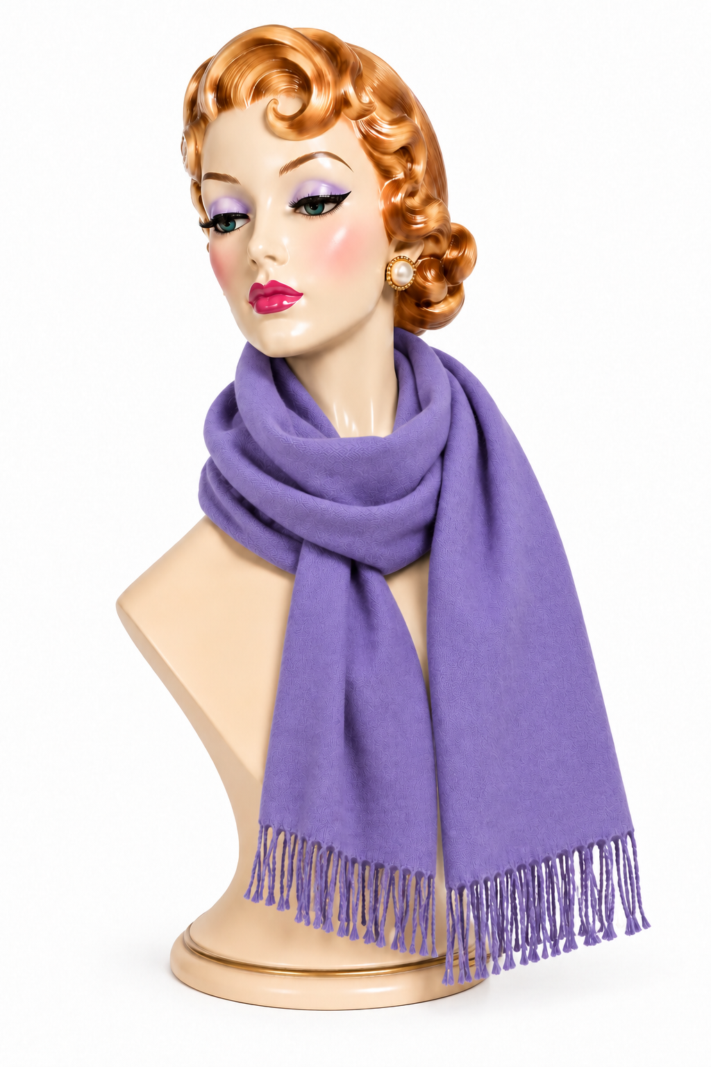 Lavender Purple Chunky Fringe Scarf – Soft Cozy Fall & Winter Scarf