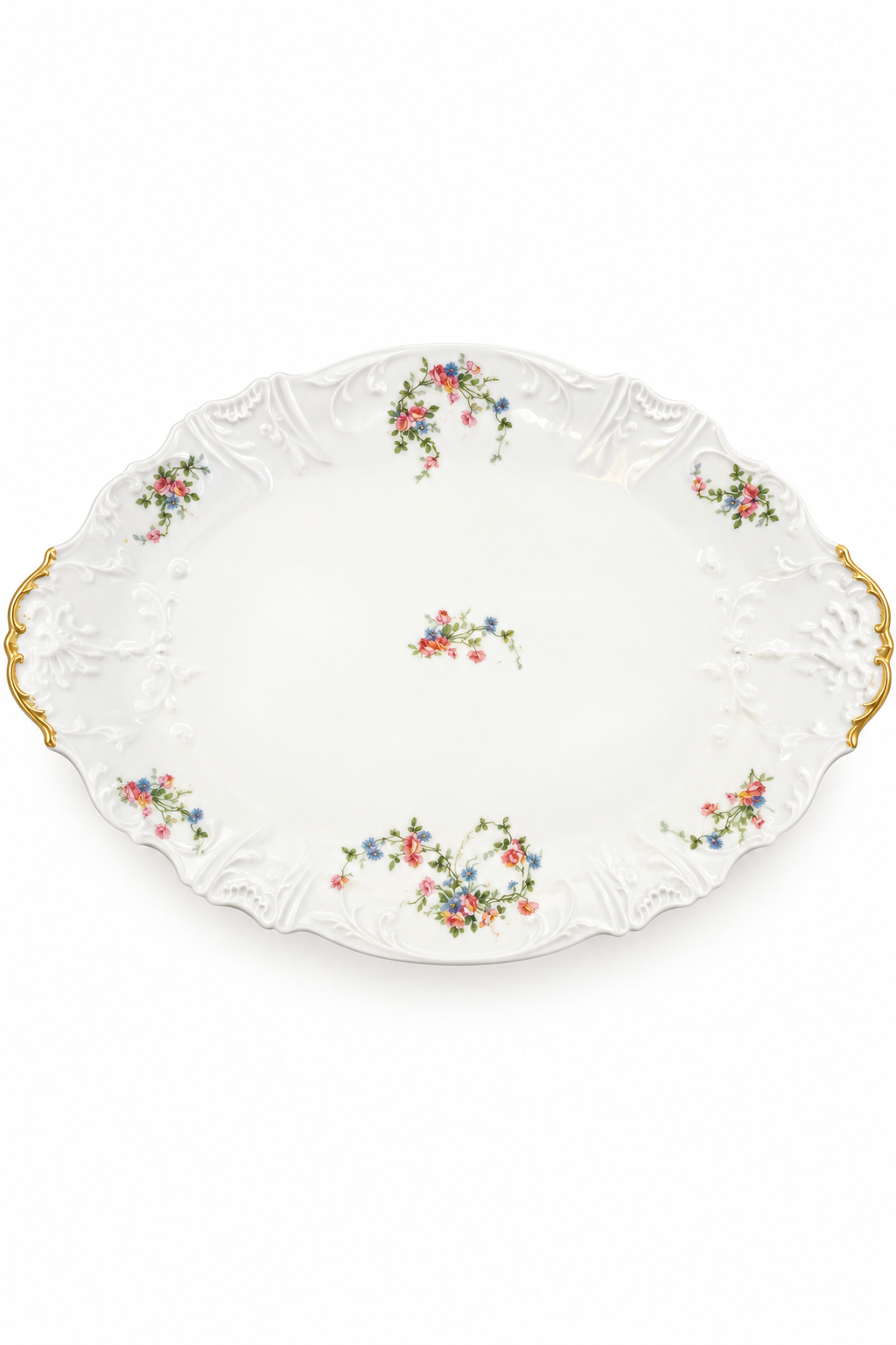 Antique Limoges France Oval Serving Platter | Vanity Tray | Hand-Painted Floral Porcelain | French Cottage Décor