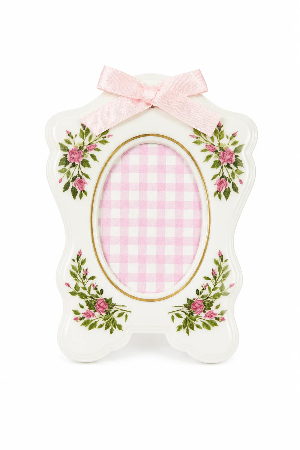 Vintage 1989 Avon Pink Rose Ceramic Picture Frame | Romantic Cottage Floral Photo Frame