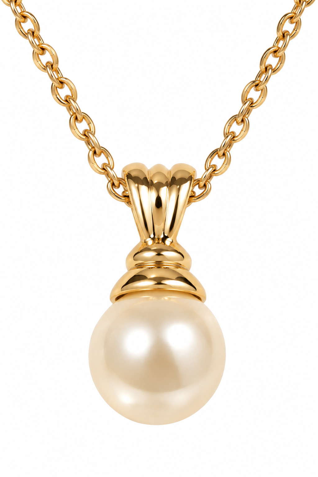Vintage 2000s Avon Pearlesque July Birthstone Faux Pearl & Simulated Ruby Pendant Necklace with Shell Box