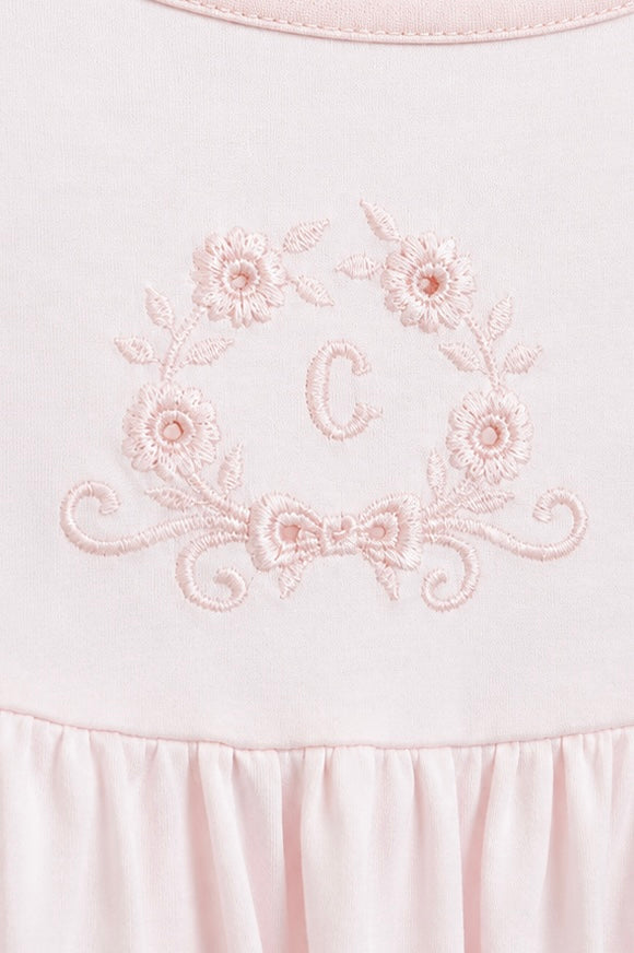 CALIDA Switzerland Soft Cotton Long Sleeve Nightgown Pink Embroidered Floral XS Romantic Sleep Dress
