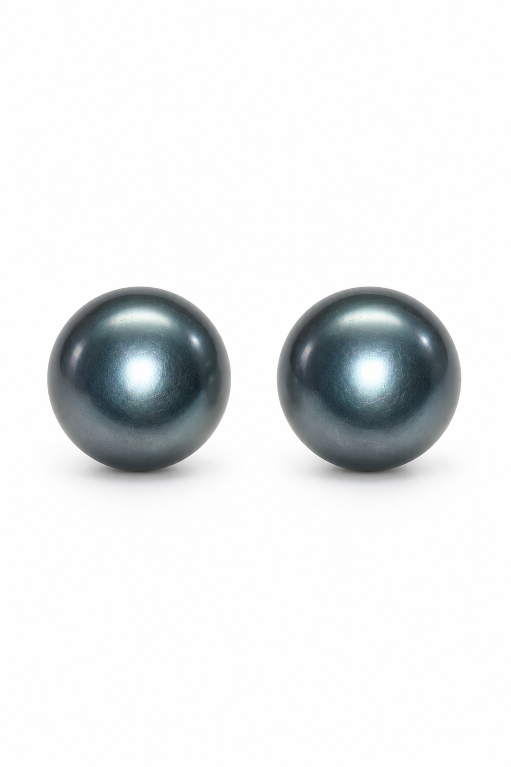 Vintage 1960s–1980s Chunky Metallic Blue Round Button Clip-On Statement Earrings