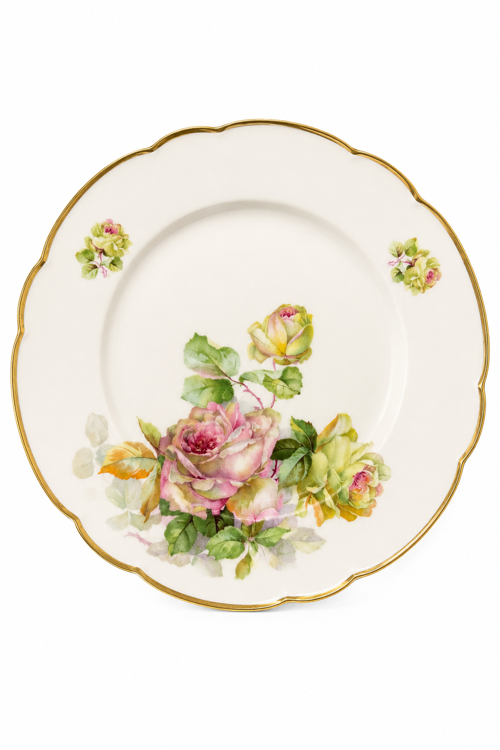 Antique German Floral Porcelain Plate | Victorian Rose Cabinet Plate | Gold Gilt Decorative Plate | Wall Display | Jewelry Dish | 1890s–1910s