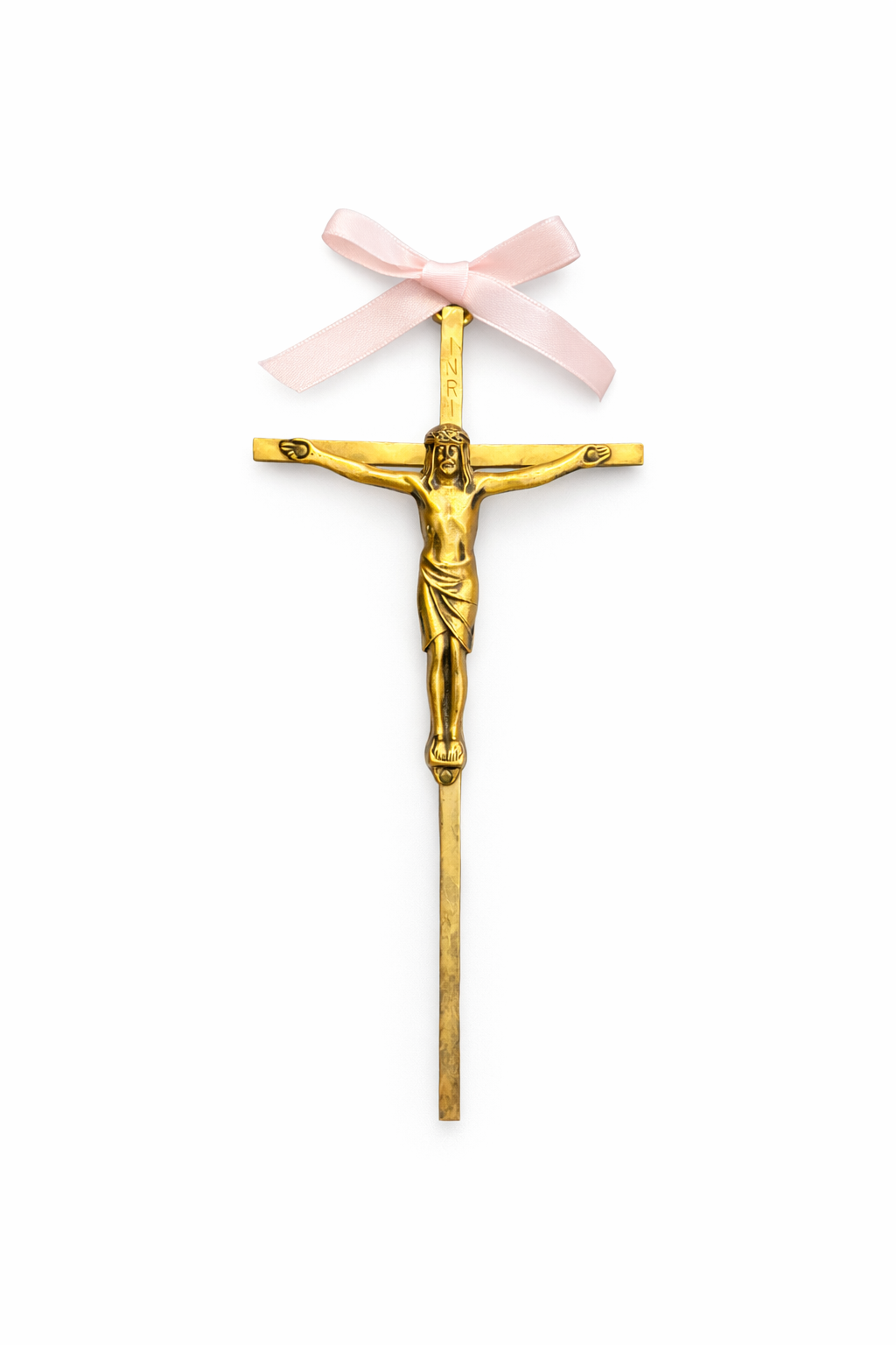 Vintage 1950s–1960s Brass Crucifix – European Religious Wall Cross (Germany or Italy)
