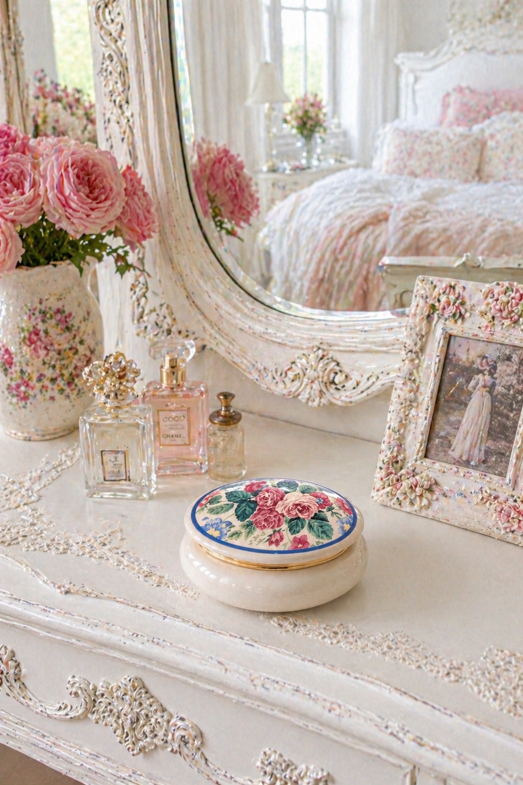 1998 Limited Edition Porcelain Musical Jewelry Box | Floral Keepsake Box