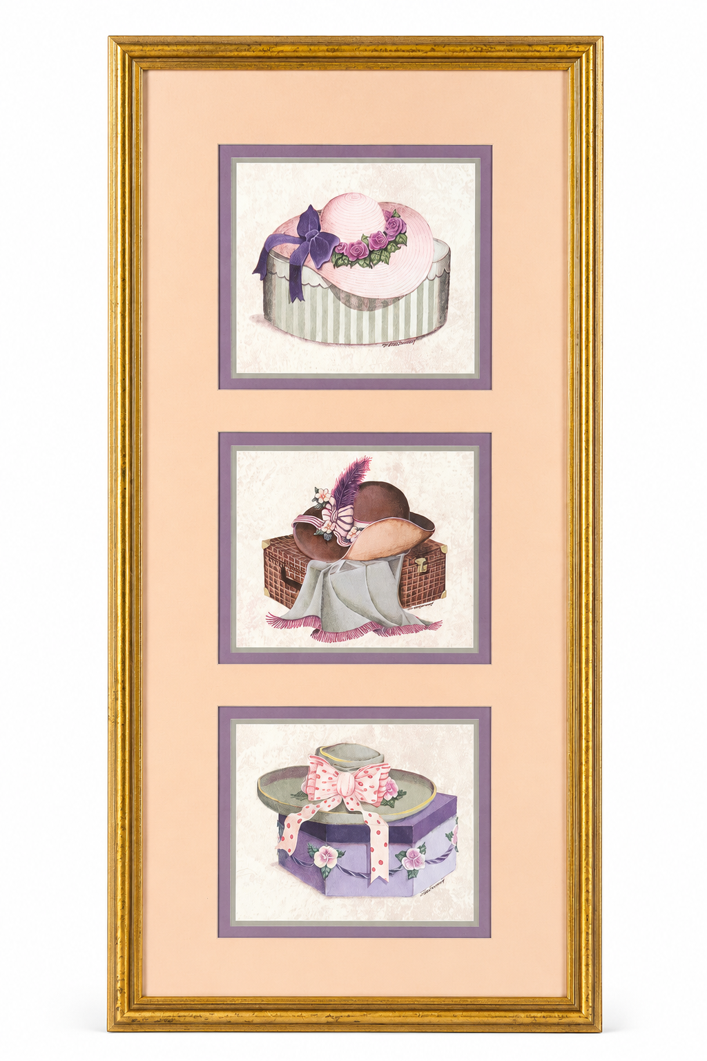 Vintage Homeco Victorian Fashion Framed Art Print | 1990s Gold Frame Wall Décor | Shabby Chic Cottagecore Art