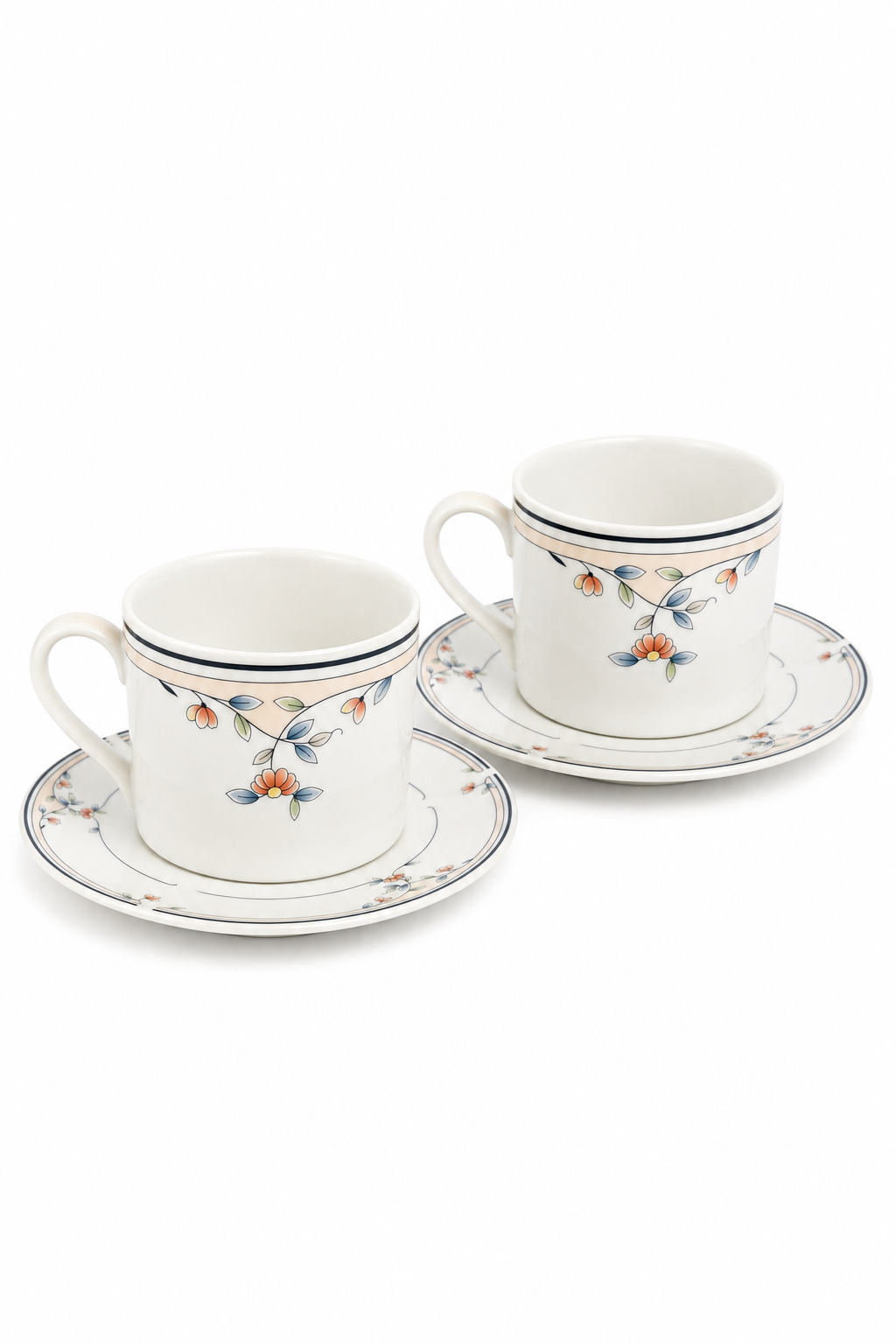 Vintage Princess House Heritage Blossom Flat Cup & Saucer – 1980s–1990s Floral Coffee Teacup | Sold Individually