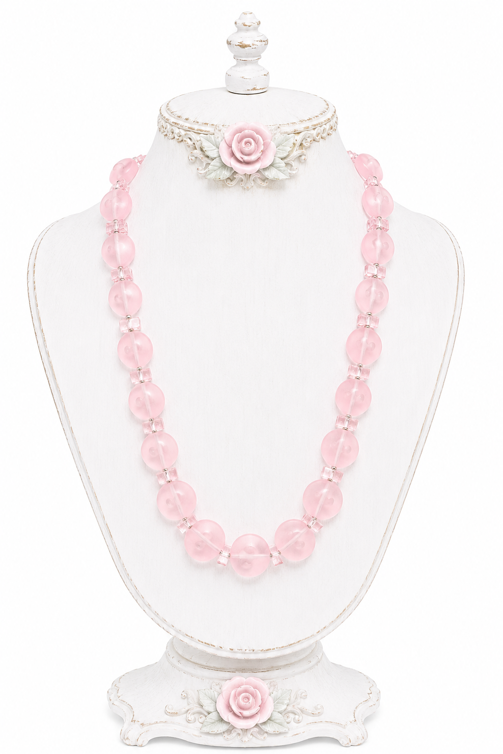 Vintage Pink Lucite Bead Necklace | Soft Pastel Statement Necklace | 22” Long