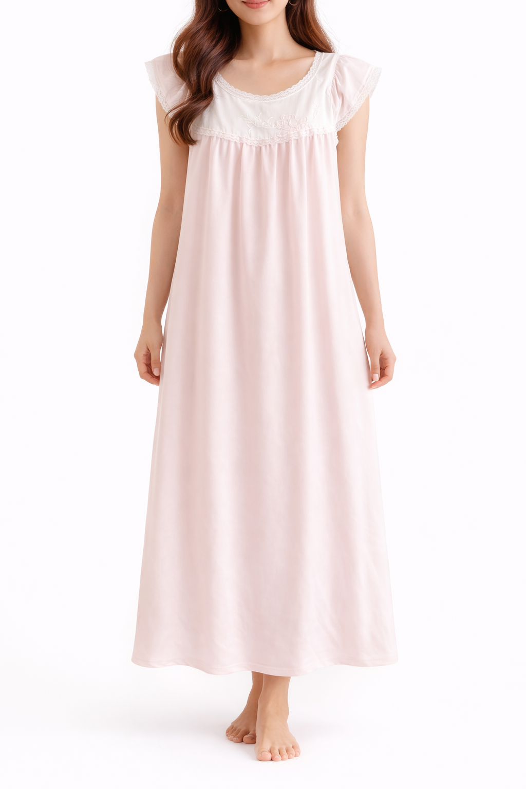 Blush Serenity Vintage Sears Maternity Nightgown | Lace Trim Nursing Slip