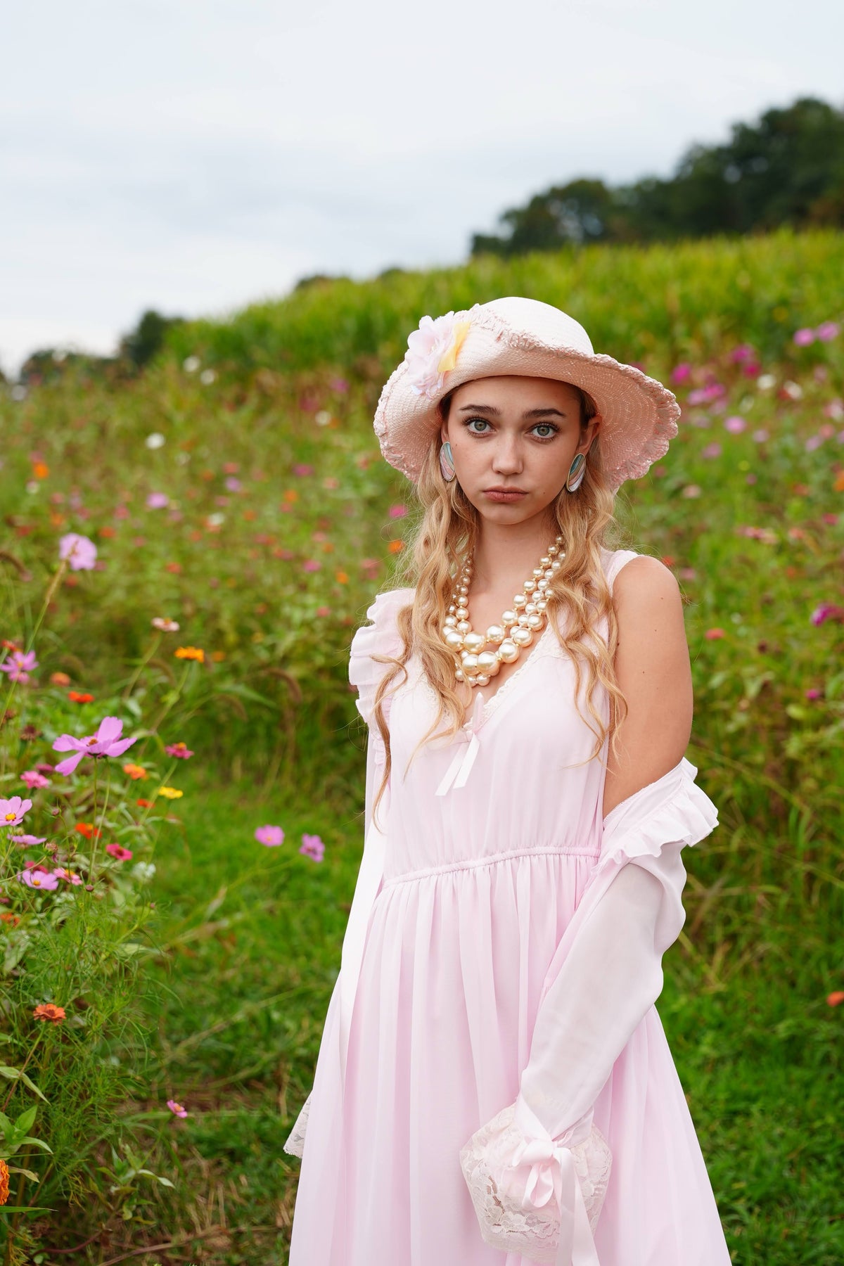 Romantic Pink Floral Wide-Brim Hat – Vintage-Inspired Cowgirl Hat