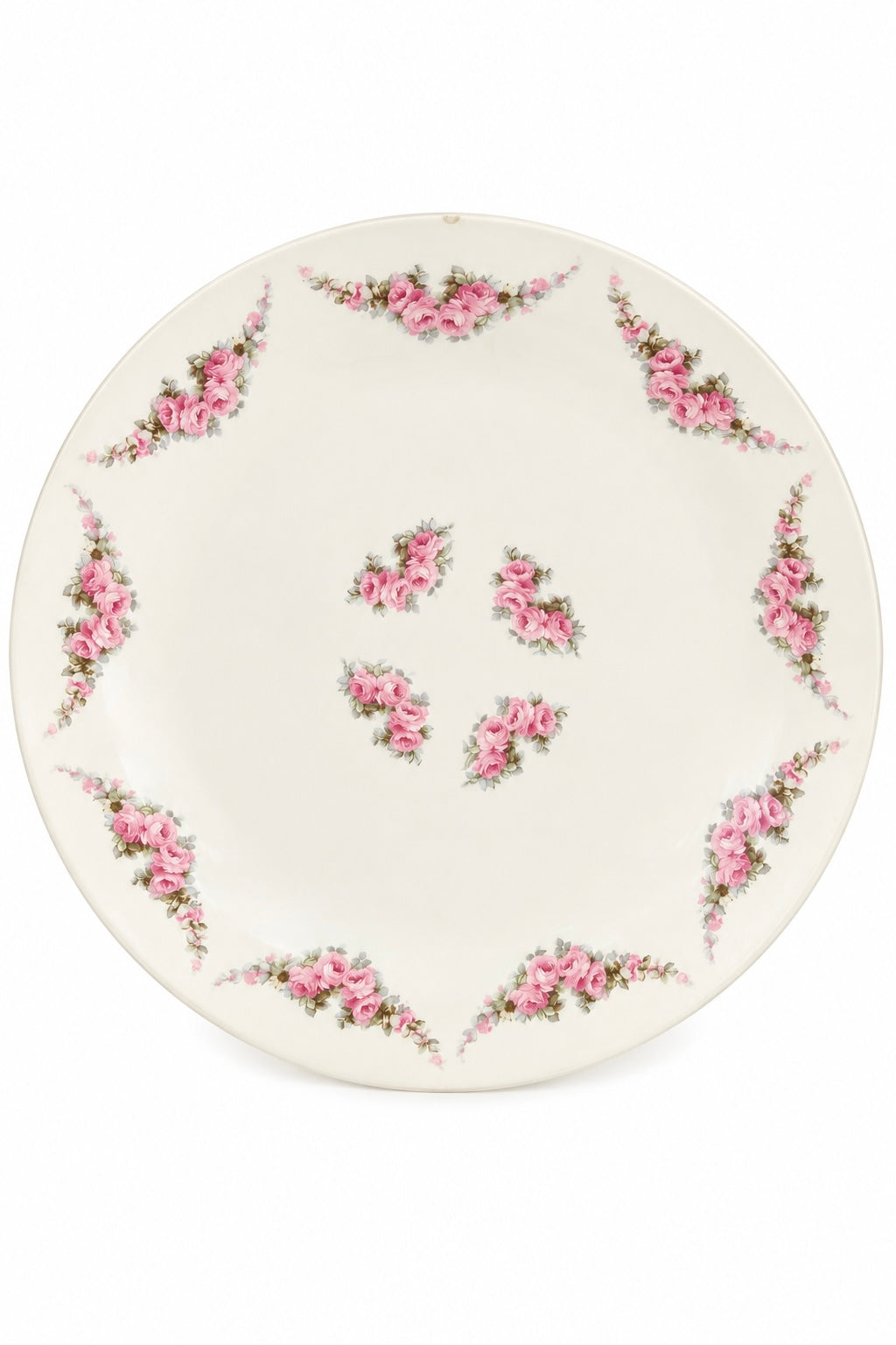 Antique 1894–1910s Max Rösler Germany Pink Rose Floral Serving Platter – 13” Cake Plate