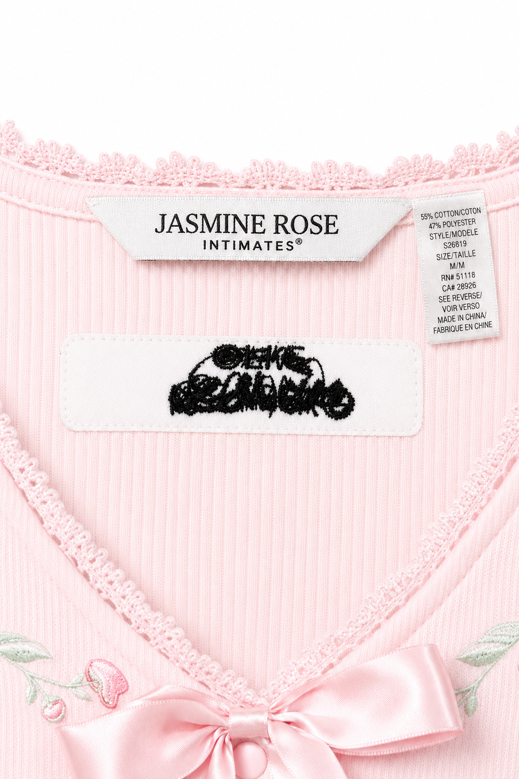 Jasmine Rose Pink Floral Embroidered Bed Jacket / House Coat – Size Medium