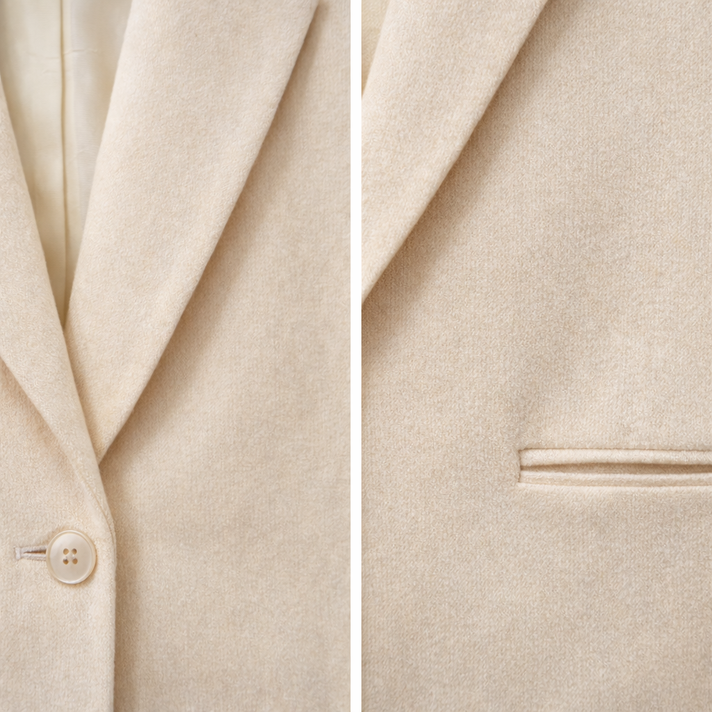 Parisian Morning | Vintage Breton Place Cream Wool Blazer (100% Wool)