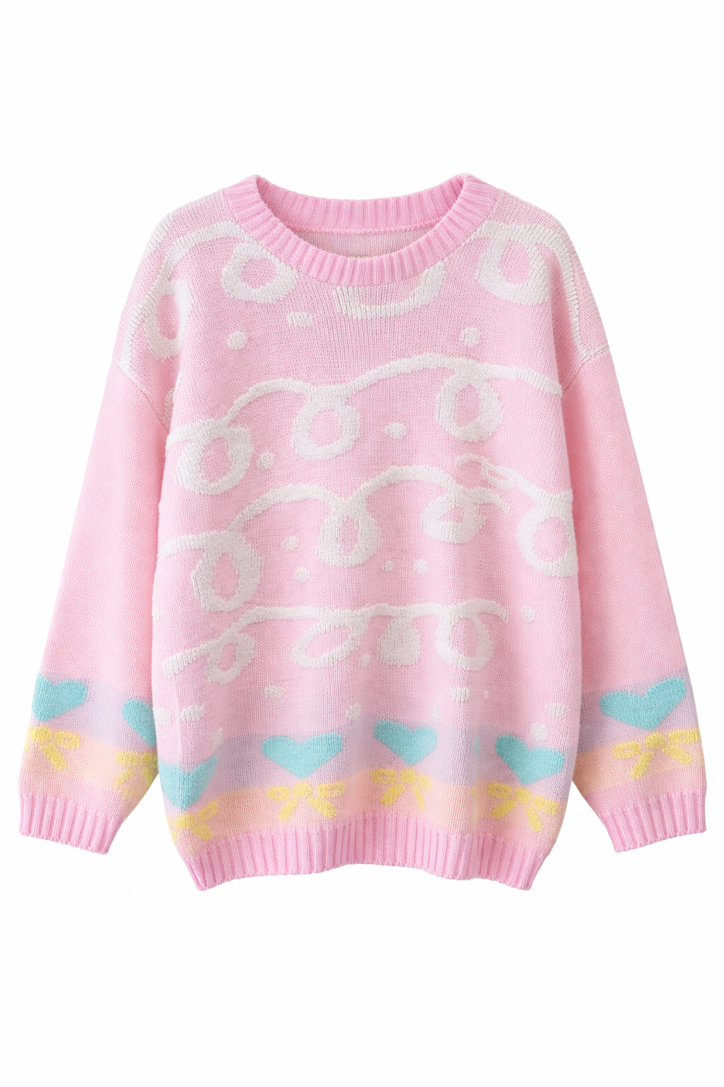 Vintage 1980s Pastel Knit Sweater, Soft Acrylic, Stretchy Fit, Spring/Easter Cottagecore | M/L