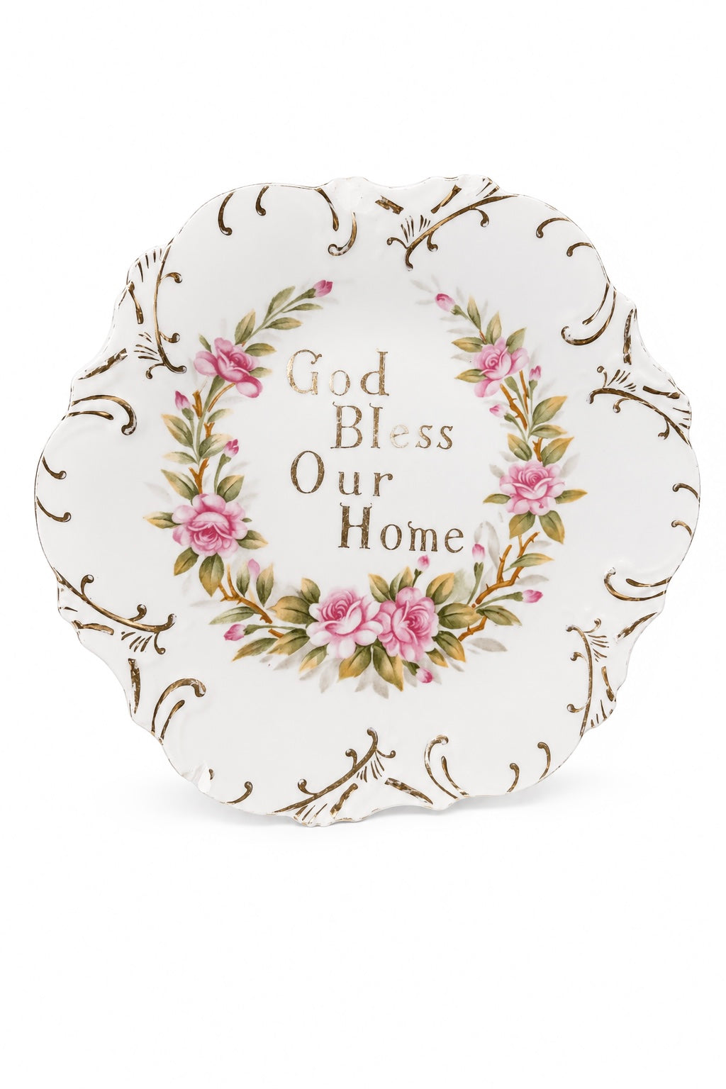 1950s Lefton China “God Bless Our Home” Decorative Wall Plate