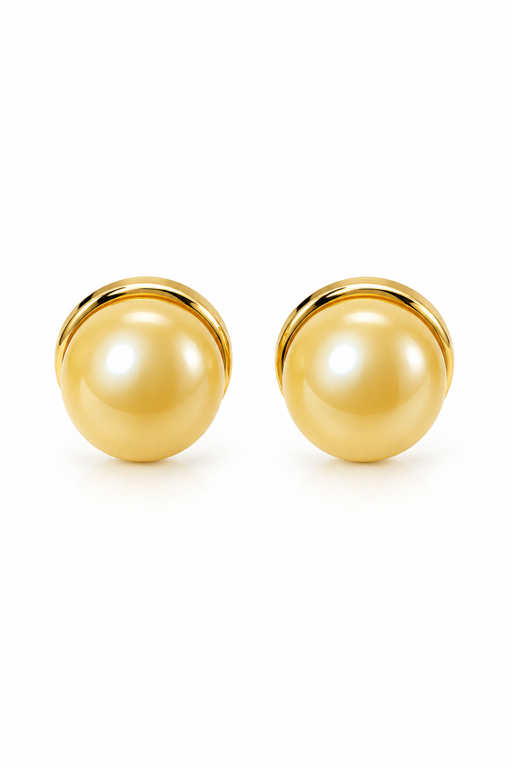 Vintage 1980s–1990s Oversized Faux Pearl Gold-Tone Round Button Stud Statement Earrings