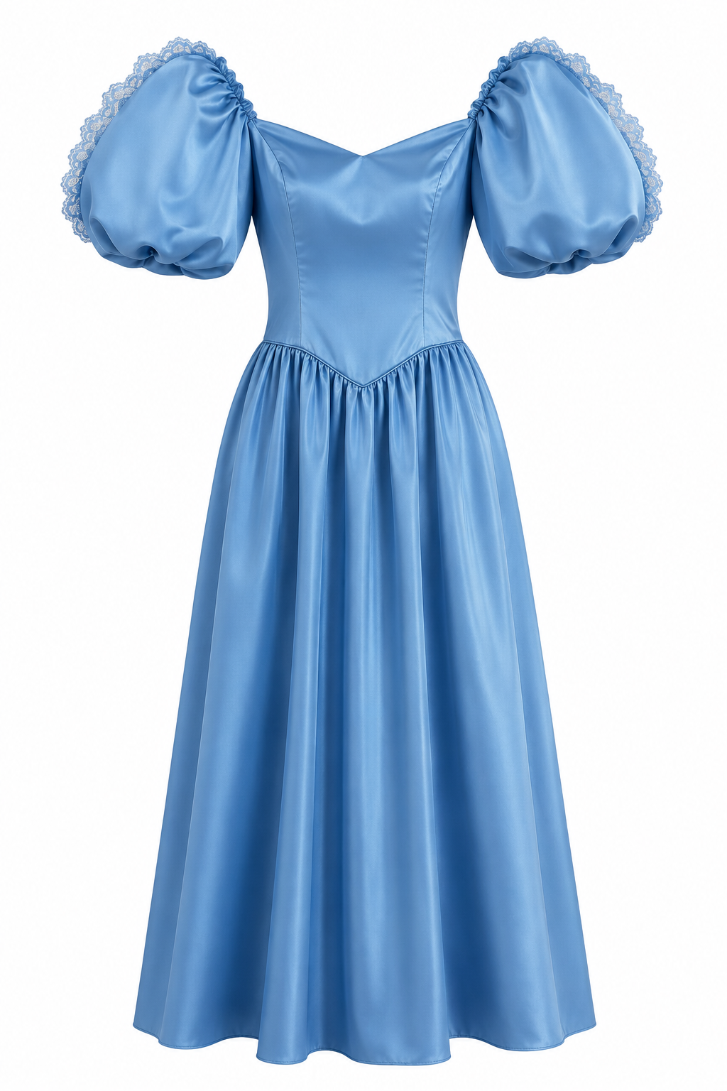 Vintage 1980s Powder Blue Puff Sleeve Gown | Romantic Princess Formal Dress | Size Small