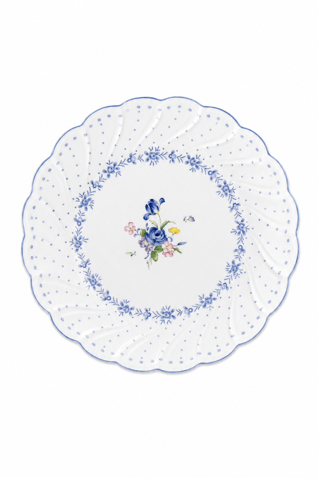 Vintage Niko Japan Blue Floral Salad Plate | Cottagecore Country Blue Transferware Style | 8”