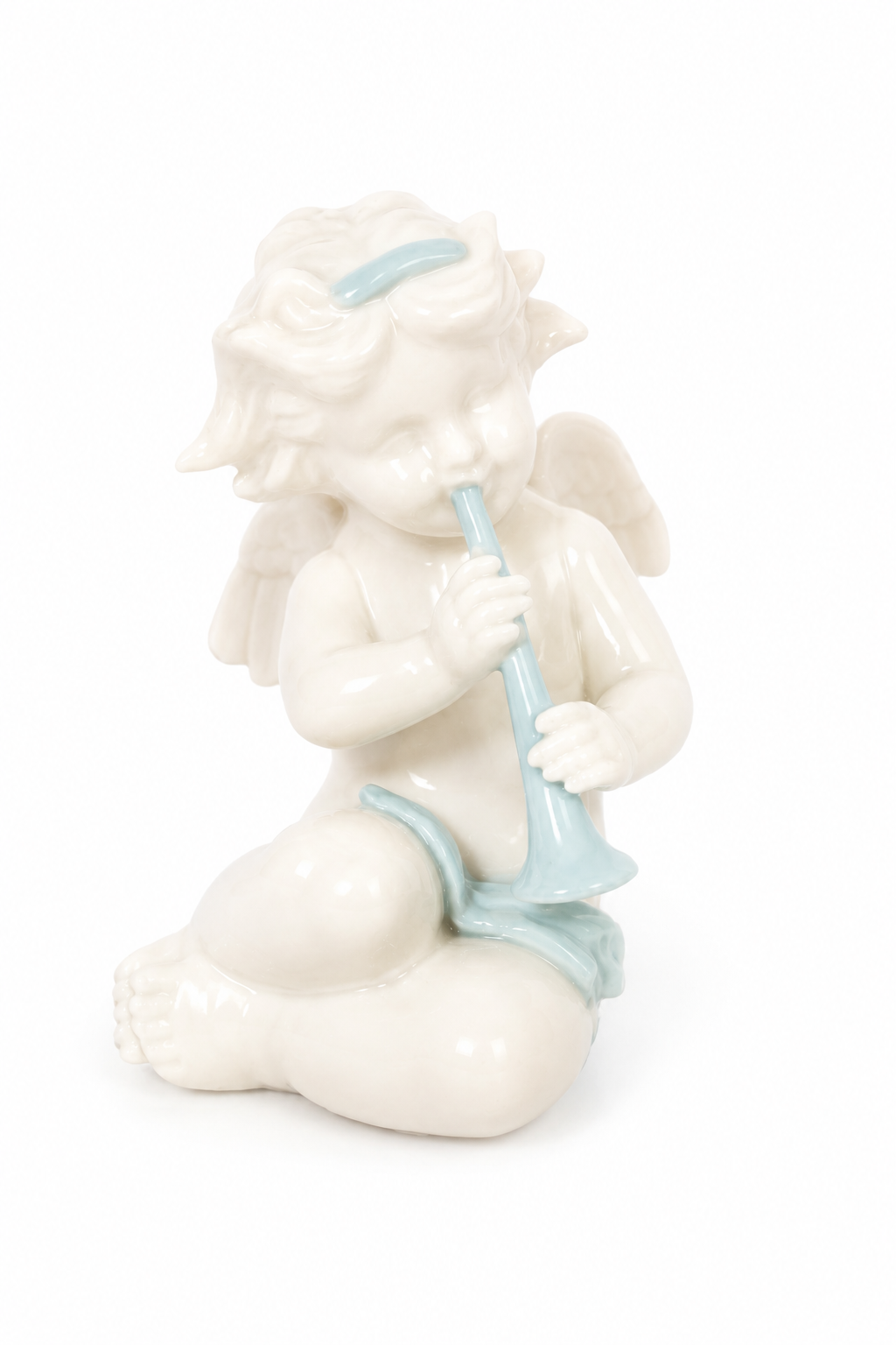 Vintage 1950s Ardalt Lenwile Ceramic Angel Figurine | Cherub Playing Flute | Mid-Century Collectible | Japan