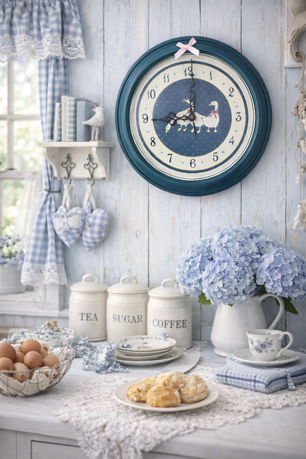 Vintage Duck Wall Clock | Cottagecore Farmhouse Round Kitchen Clock