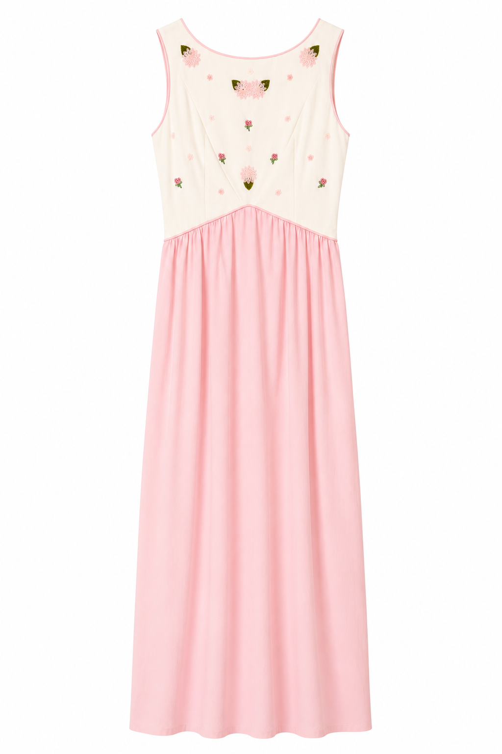 1960s Vintage Pink & Ivory Floral Embroidered Evening Gown – Union Made | XS/Small – Jackie Kennedy Style