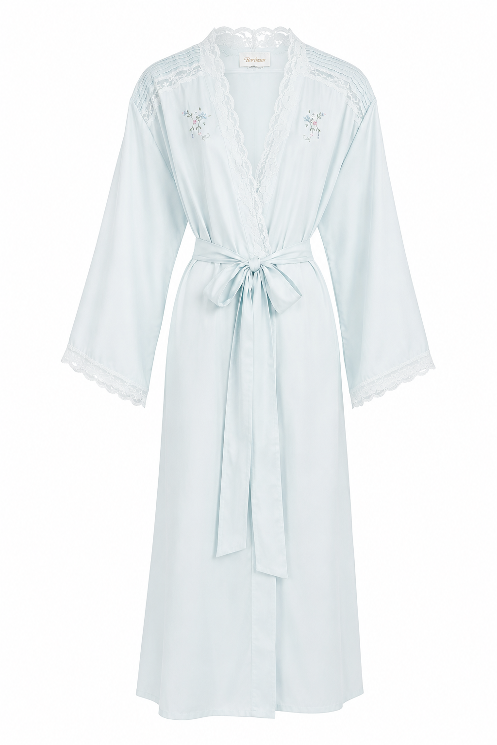 Vintage Barbizon Powder Blue Embroidered Lace Robe | One Size