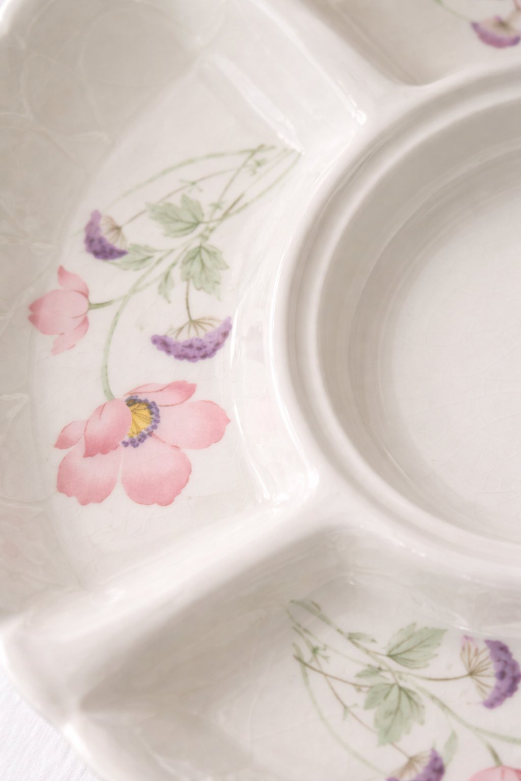 Vintage Nitto Japan Fine China Chip & Dip Platter | Floral Porcelain Serving Tray