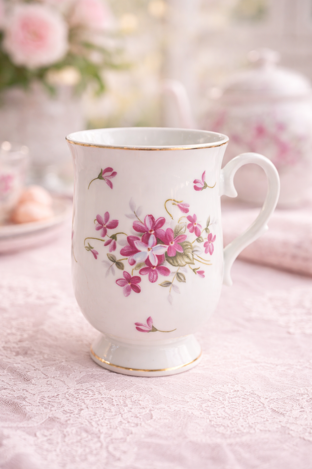 Tasse Fleurie “Jardin de Violette” | Vintage Floral Tea Mug | Cottagecore French Style
