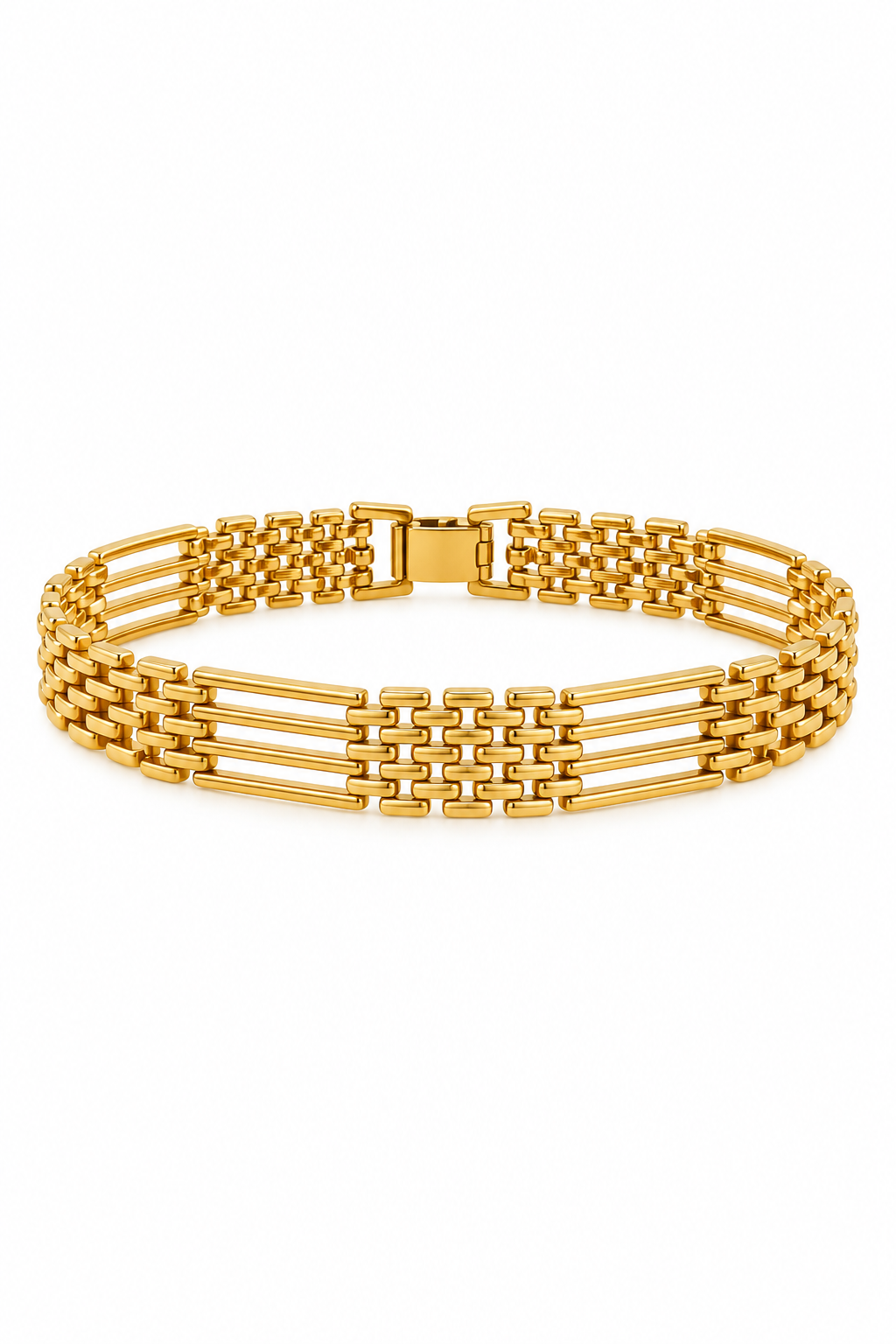 Vintage 1980s Gold-Tone Multi-Strand Link Bracelet – 8” Elegant Statement Jewelry