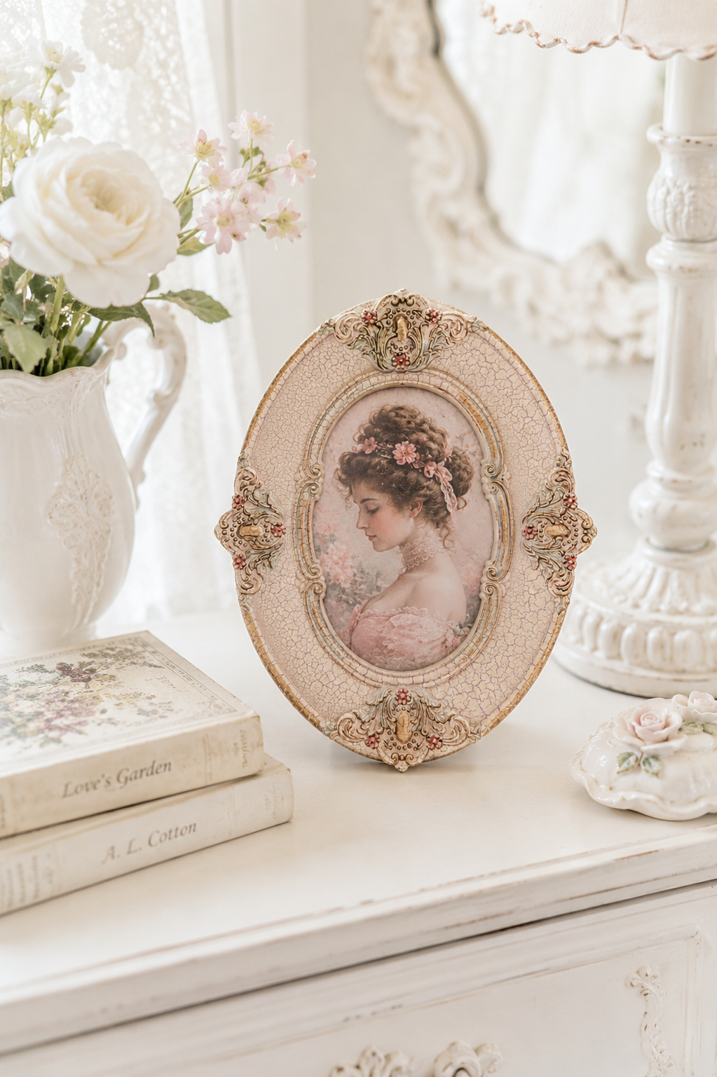 Vintage Rococo Oval Picture Frame | Romantic Photo Frame | Ornate Decorative Frame