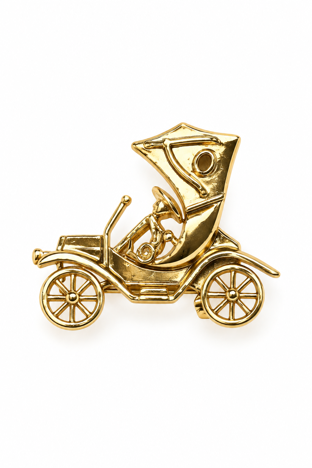Vintage 1960s–1980s Gold-Tone Antique Car Brooch Pin