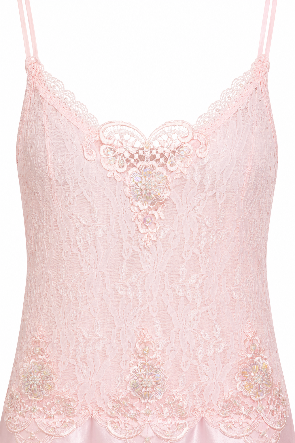 Vintage Cinema Etoile Blush Pink Lace Satin Nightgown – Romantic Lingerie Slip Dress | Size Large