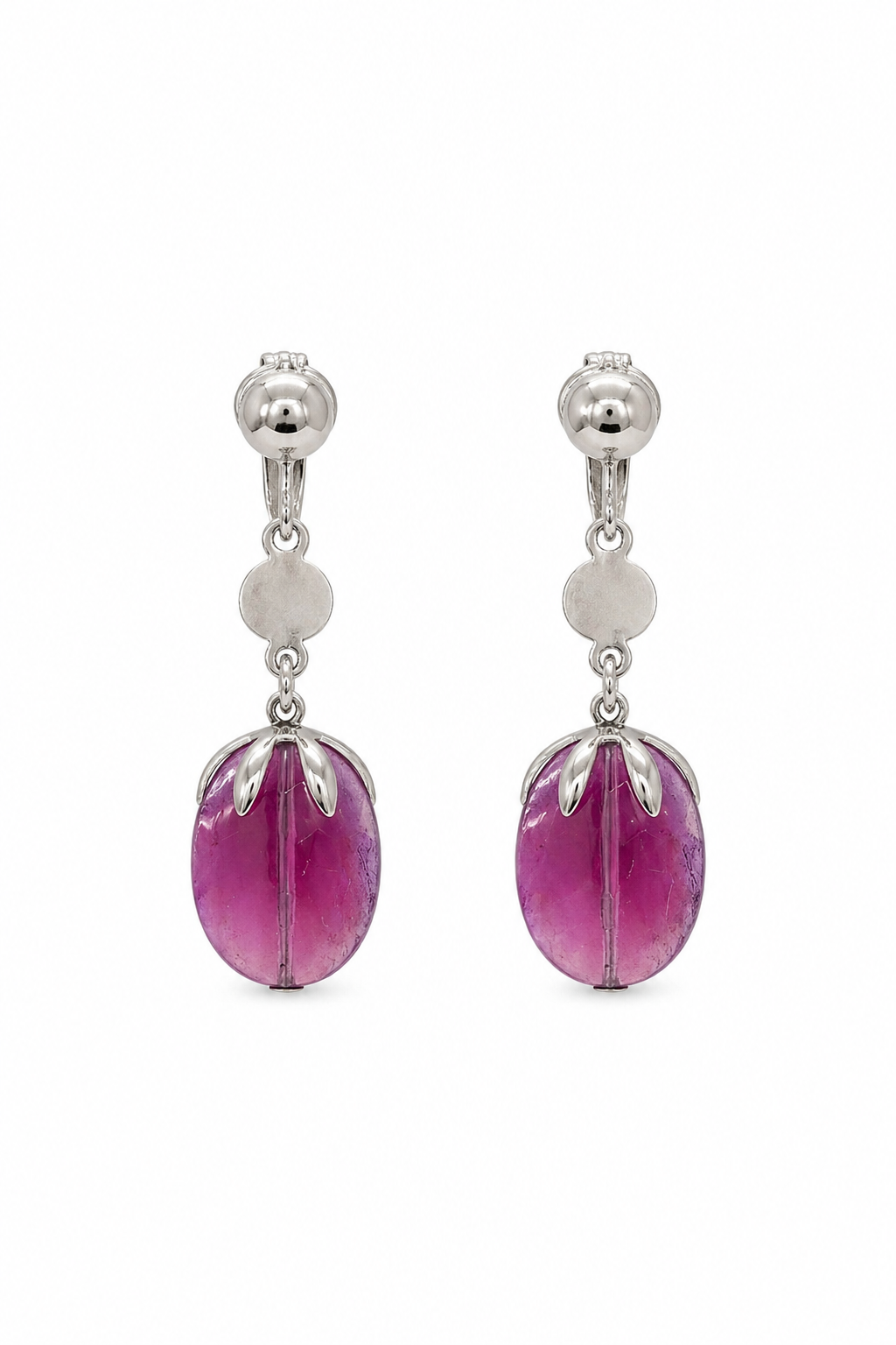 Vintage 1972 Sarah Coventry Purple Drop Clip-On Earrings