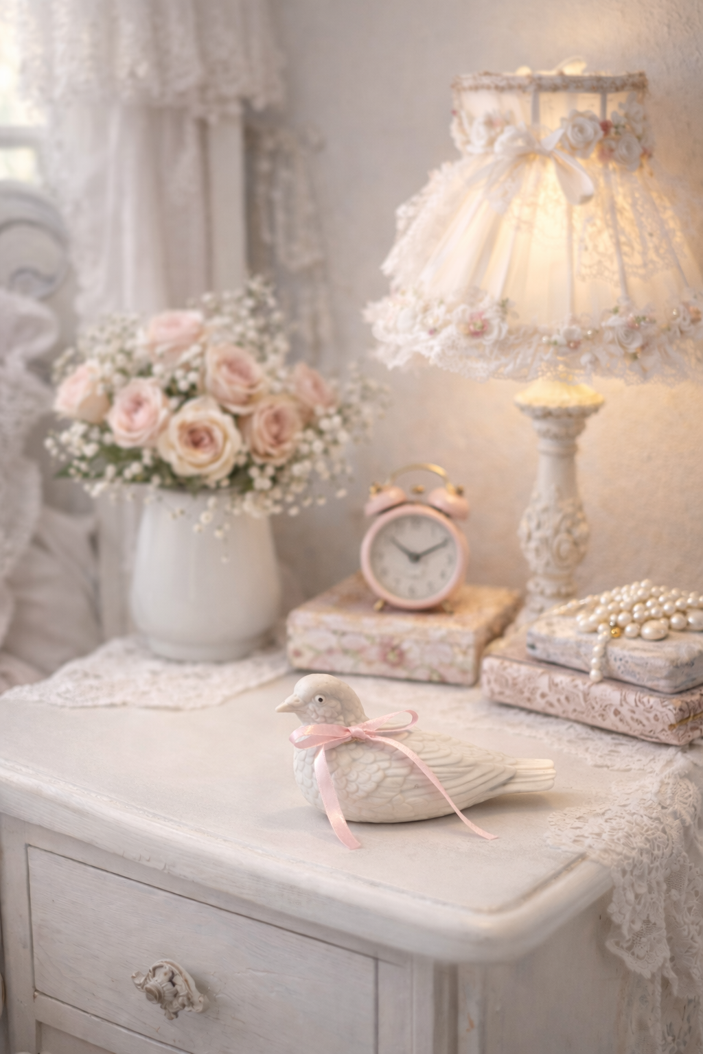 Blushing Dove | Vintage White Porcelain Bird Figurine