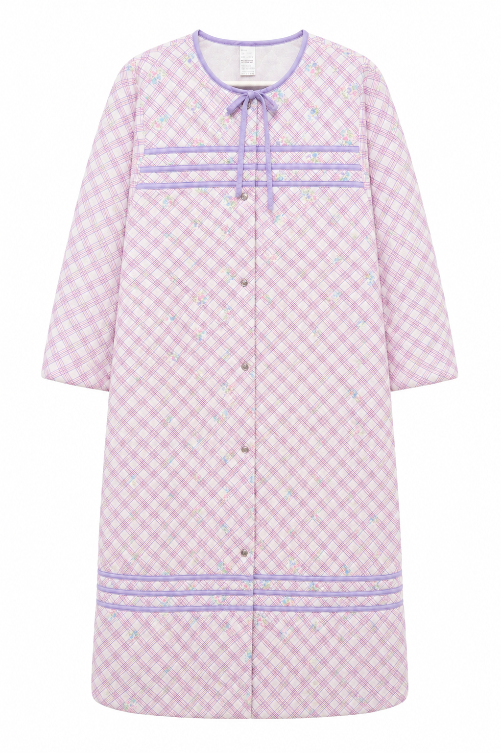 Vintage Pastel Pink & Lavender Quilted House Coat / Bed Jacket | Made in USA | Size Medium