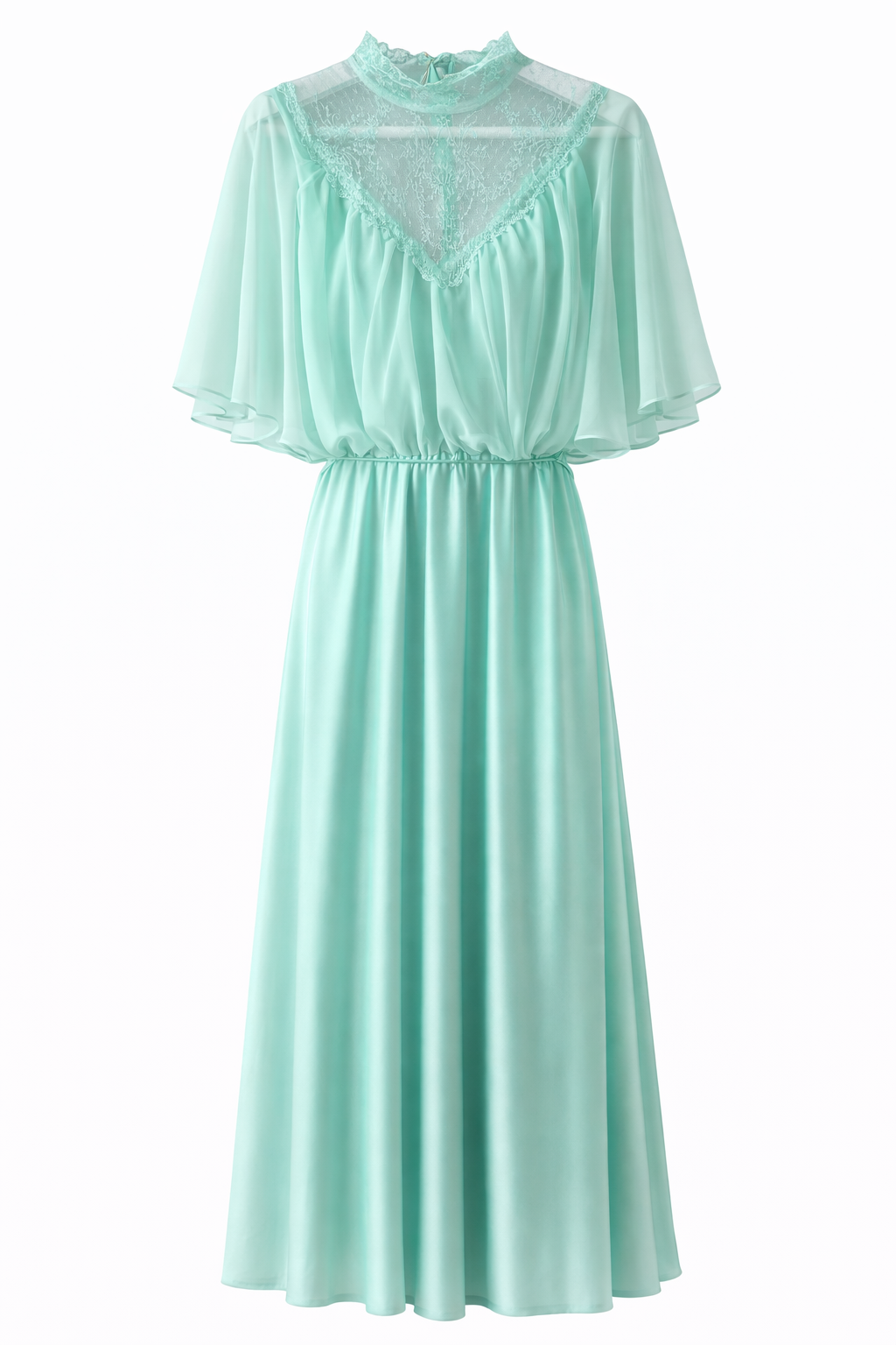 Vintage 1970s Mint Green Maxi Dress | Soft Elastic Waist, Flowing Silhouette Size 6–8