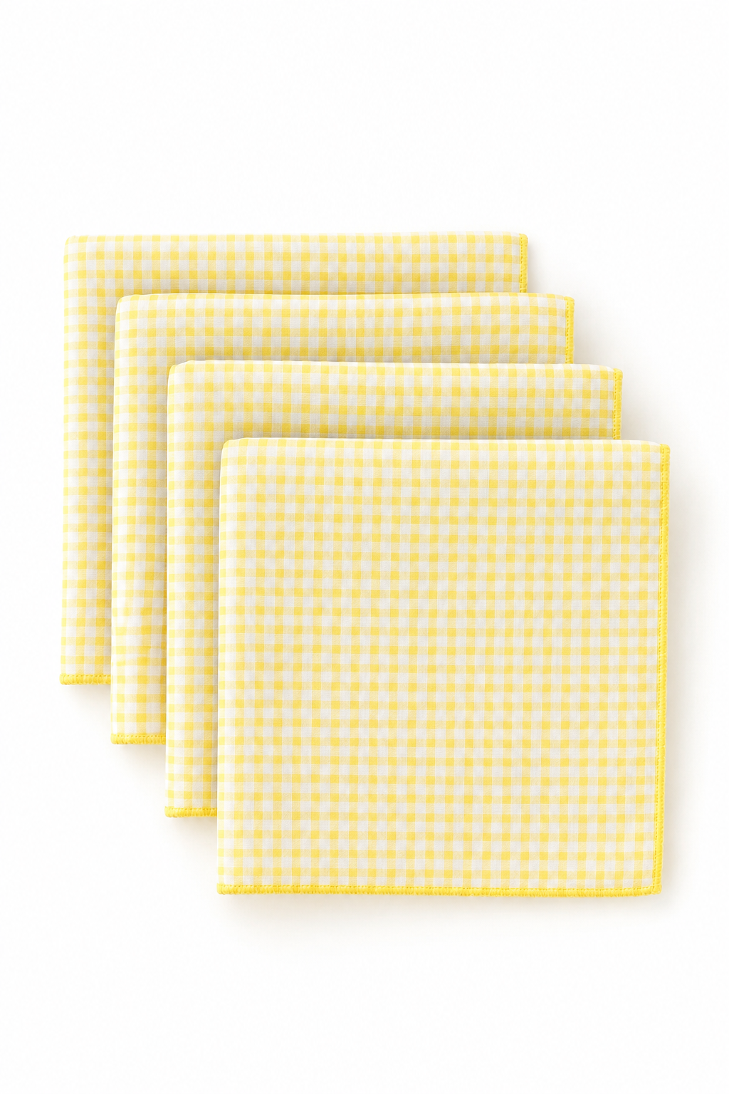 Set of 4 Yellow Gingham Cloth Napkins | Handmade Cottagecore Table Linens | Farmhouse Kitchen