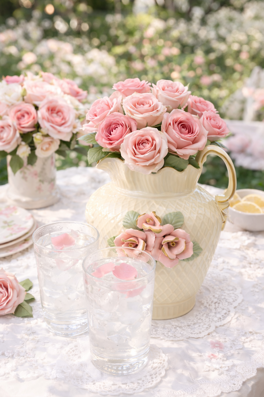 Blush Rose Cottage Water Pitcher