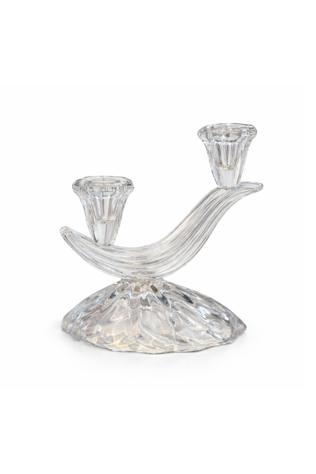 Vintage German Lead Crystal Double Candlestick Holder | 24% Crystal Candle Stand