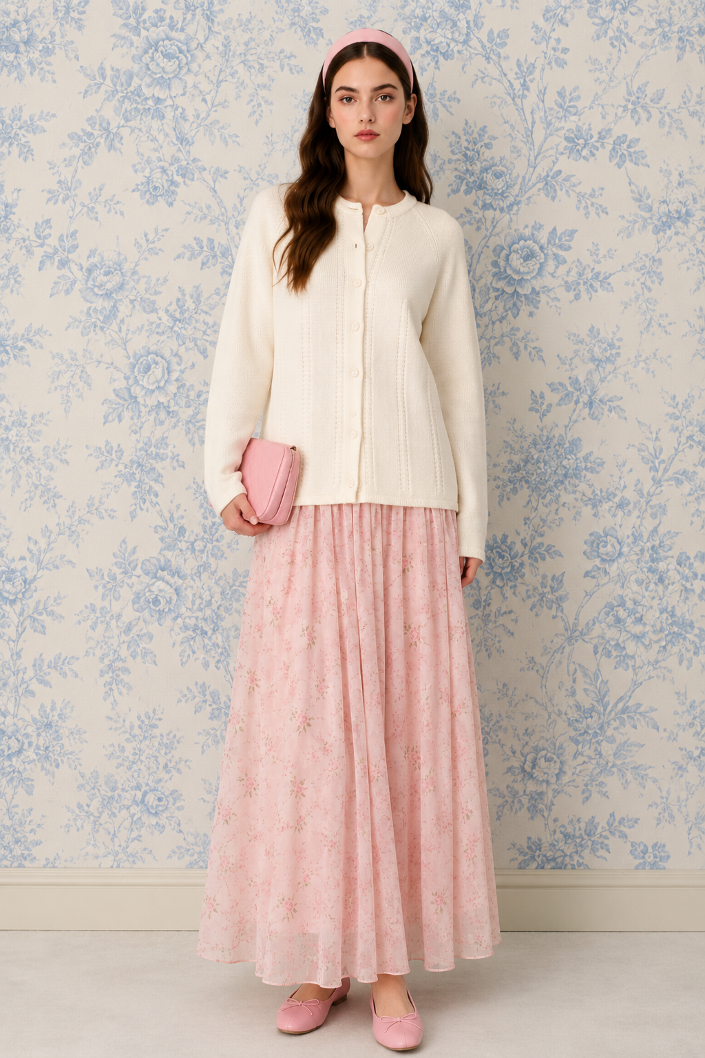 Vintage Cream Chunky Knit Cardigan Sweater | Cozy Handmade Look | Size Large